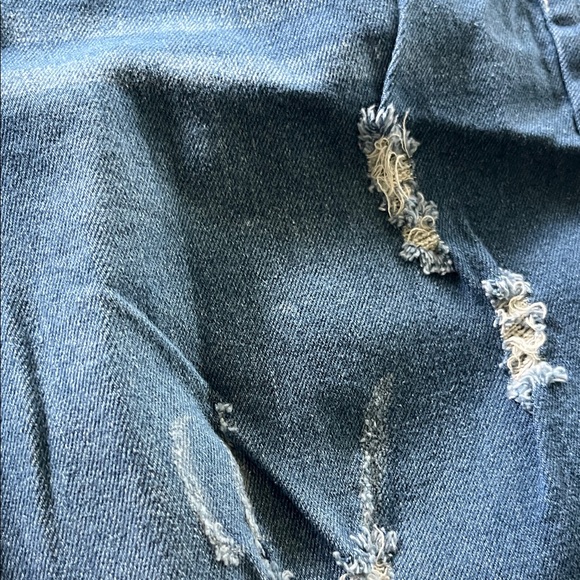 Casual Distressed Boyfriend Jeans in Deep Blue - Picture 3 of 7